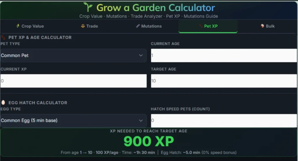 Gag Pet Calculator