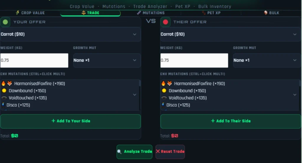 Grow a Garden Trade Calculator
